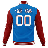 Custom Electric-Blue & Crimson Solid Color Varsity Jacket JA01240607WY180