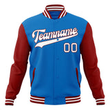 Custom Electric-Blue & Crimson Solid Color Varsity Jacket JA01240607WY180