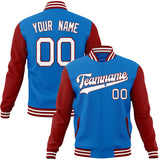 Custom Electric-Blue & Crimson Solid Color Varsity Jacket JA01240607WY180