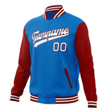 Custom Electric-Blue & Crimson Solid Color Varsity Jacket JA01240607WY180