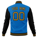 Custom Electric-Blue & Black Solid Color Varsity Jacket JA01240607WY182