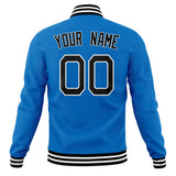 Custom Electric-Blue & Black Solid Color Varsity Jacket JA01240607WY183