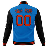 Custom Electric-Blue & Black Solid Color Varsity Jacket JA01240607WY184