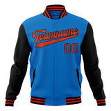 Custom Electric-Blue & Black Solid Color Varsity Jacket JA01240607WY184