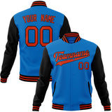 Custom Electric-Blue & Black Solid Color Varsity Jacket JA01240607WY184