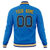 Custom Electric-Blue & Gold Solid Color Varsity Jacket JA01240607WY185