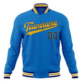 Custom Electric-Blue & Gold Solid Color Varsity Jacket JA01240607WY185