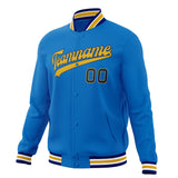 Custom Electric-Blue & Gold Solid Color Varsity Jacket JA01240607WY185