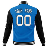 Custom Electric-Blue & Black Solid Color Varsity Jacket JA01240607WY187