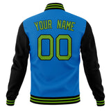 Custom Electric-Blue & Black Solid Color Varsity Jacket JA01240607WY188