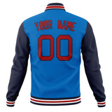 Custom Electric-Blue & Navy Solid Color Varsity Jacket JA01240607WY190