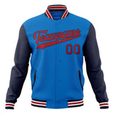 Custom Electric-Blue & Navy Solid Color Varsity Jacket JA01240607WY190