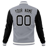 Custom Gray & Black Solid Color Varsity Jacket JA01240607WY191