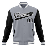 Custom Gray & Black Solid Color Varsity Jacket JA01240607WY191