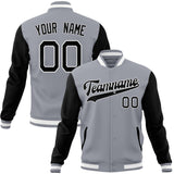 Custom Gray & Black Solid Color Varsity Jacket JA01240607WY191