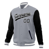 Custom Gray & Black Solid Color Varsity Jacket JA01240607WY191