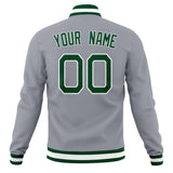 Custom Gray & Kelly-Green Solid Color Varsity Jacket JA01240607WY193