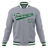 Custom Gray & Kelly-Green Solid Color Varsity Jacket JA01240607WY193