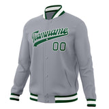 Custom Gray & Kelly-Green Solid Color Varsity Jacket JA01240607WY193