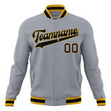 Custom Gray & Black Solid Color Varsity Jacket JA01240607WY194