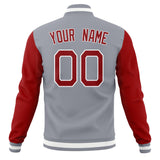 Custom Gray & Red Solid Color Varsity Jacket JA01240607WY195