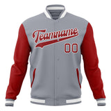 Custom Gray & Red Solid Color Varsity Jacket JA01240607WY195