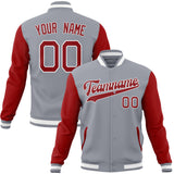 Custom Gray & Red Solid Color Varsity Jacket JA01240607WY195