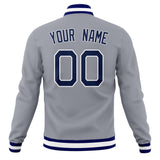 Custom Gray & Navy Solid Color Varsity Jacket JA01240607WY196