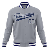 Custom Gray & Navy Solid Color Varsity Jacket JA01240607WY196