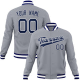 Custom Gray & Navy Solid Color Varsity Jacket JA01240607WY196