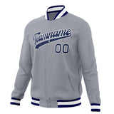 Custom Gray & Navy Solid Color Varsity Jacket JA01240607WY196