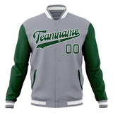 Custom Gray & Kelly-Green Solid Color Varsity Jacket JA01240607WY197