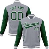 Custom Gray & Kelly-Green Solid Color Varsity Jacket