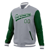 Custom Gray & Kelly-Green Solid Color Varsity Jacket JA01240607WY197