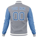 Custom Gray & Light-Blue Solid Color Varsity Jacket JA01240607WY198