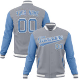 Custom Gray & Light-Blue Solid Color Varsity Jacket