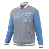 Custom Gray & Light-Blue Solid Color Varsity Jacket JA01240607WY198