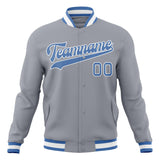 Custom Gray & Light-Blue Solid Color Varsity Jacket JA01240607WY199