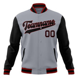 Custom Gray & Black Solid Color Varsity Jacket JA01240607WY200