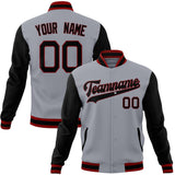 Custom Gray & Black Solid Color Varsity Jacket