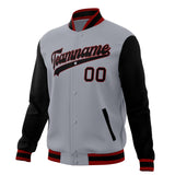 Custom Gray & Black Solid Color Varsity Jacket JA01240607WY200