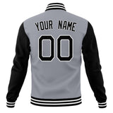 Custom Gray & Black Solid Color Varsity Jacket JA01240607WY201