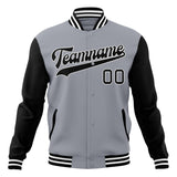 Custom Gray & Black Solid Color Varsity Jacket JA01240607WY201