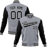 Custom Gray & Black Solid Color Varsity Jacket JA01240607WY201