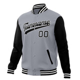 Custom Gray & Black Solid Color Varsity Jacket JA01240607WY201