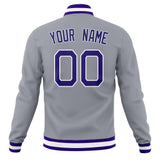 Custom Gray & Purple Solid Color Varsity Jacket JA01240607WY203