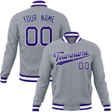 Custom Gray & Purple Solid Color Varsity Jacket JA01240607WY203