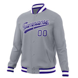 Custom Gray & Purple Solid Color Varsity Jacket JA01240607WY203