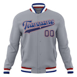 Custom Gray & Royal Solid Color Varsity Jacket JA01240607WY204