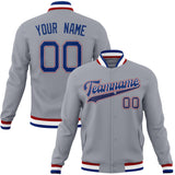 Custom Gray & Royal Solid Color Varsity Jacket